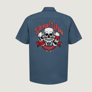 Mechanic Shirt-3 Skull Design- Navy